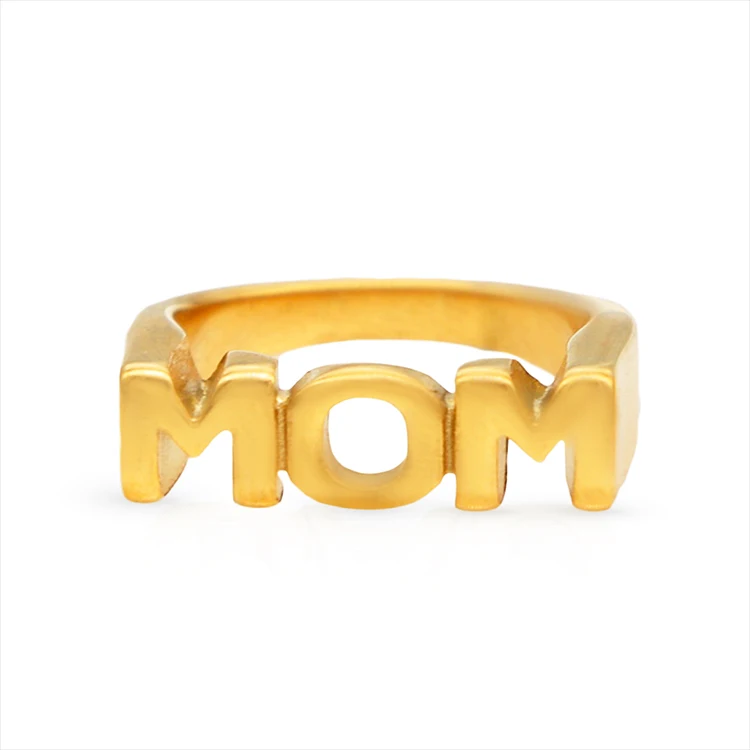 Chris April 316L stainless steel PVD gold plated SIS MOM DAD initial number hip hop signet rings letter