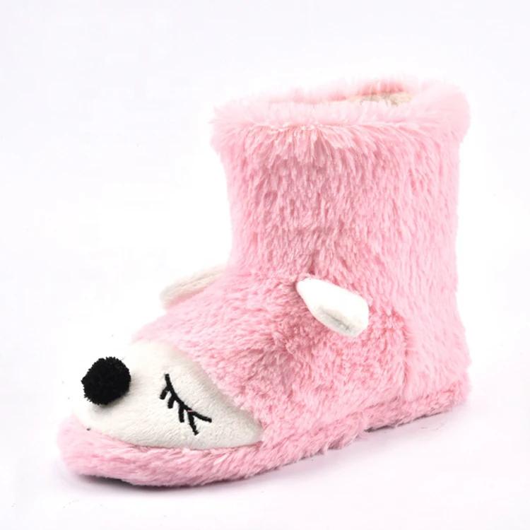 Милые зимние детские мягкие повседневные домашние зимние теплые помпоны розовые пушистые туфли детские сапоги