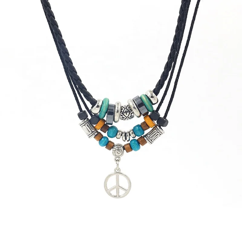 New Jewelry Retro Bohemian National Style Multi Layer Color Wood Bead Necklace Long Fashion Sweater Chain