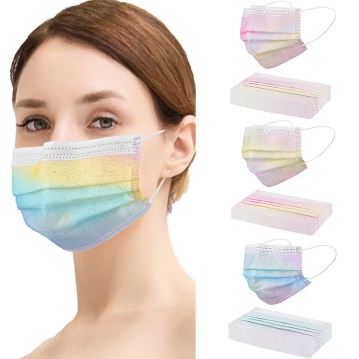 Rainbow Mesh Disposable Cold Feeling Maskss Summer Sunscreen Dustproof Gradient Party Maskss