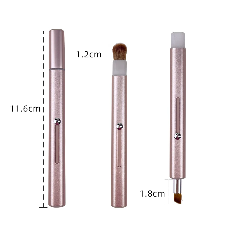 2 in 1 Cosmetic Tool Retractable Double-Tone Single Eye Shadow Brow Liner Lip Brush