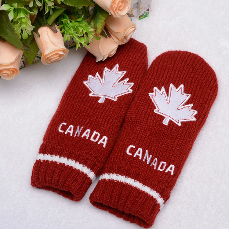 
Latest Red Canada Maple Leaf Gloves Custom Canada Leaf Mittens 
