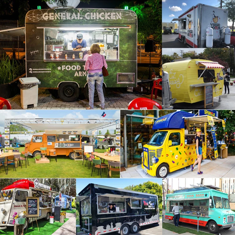 Electric Fast Food Truck Mobile Food Cart Trailer Hot Dog Vending Cart Ice Cream Push Cart  Of 66