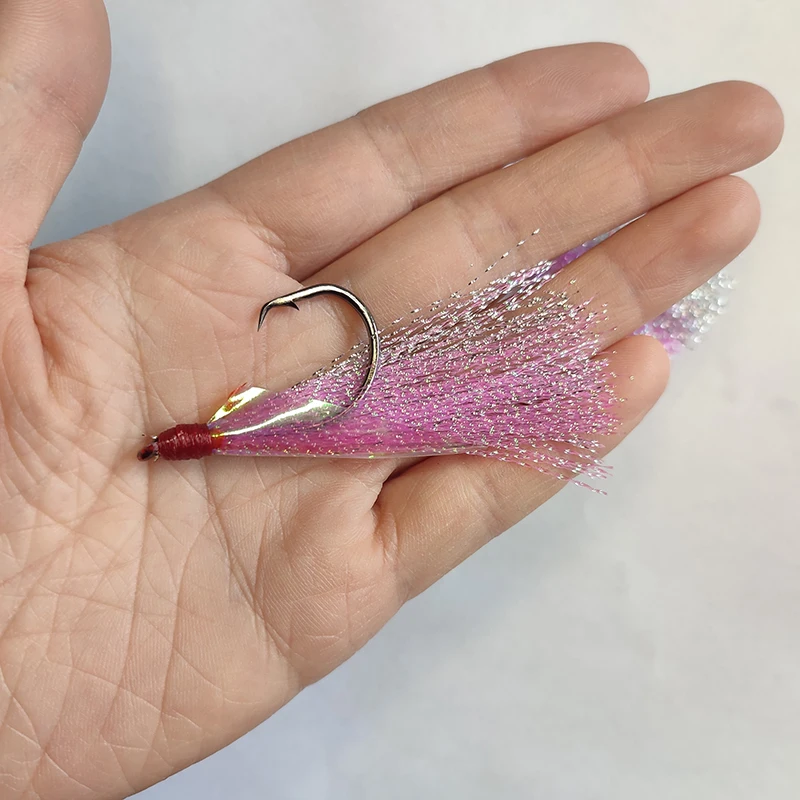 High Carbon Saltwater Rig Accessories DIY Fish Skin Skirt Lure Fishing Hooks Sabiki Flasher Tied Fishing Hook