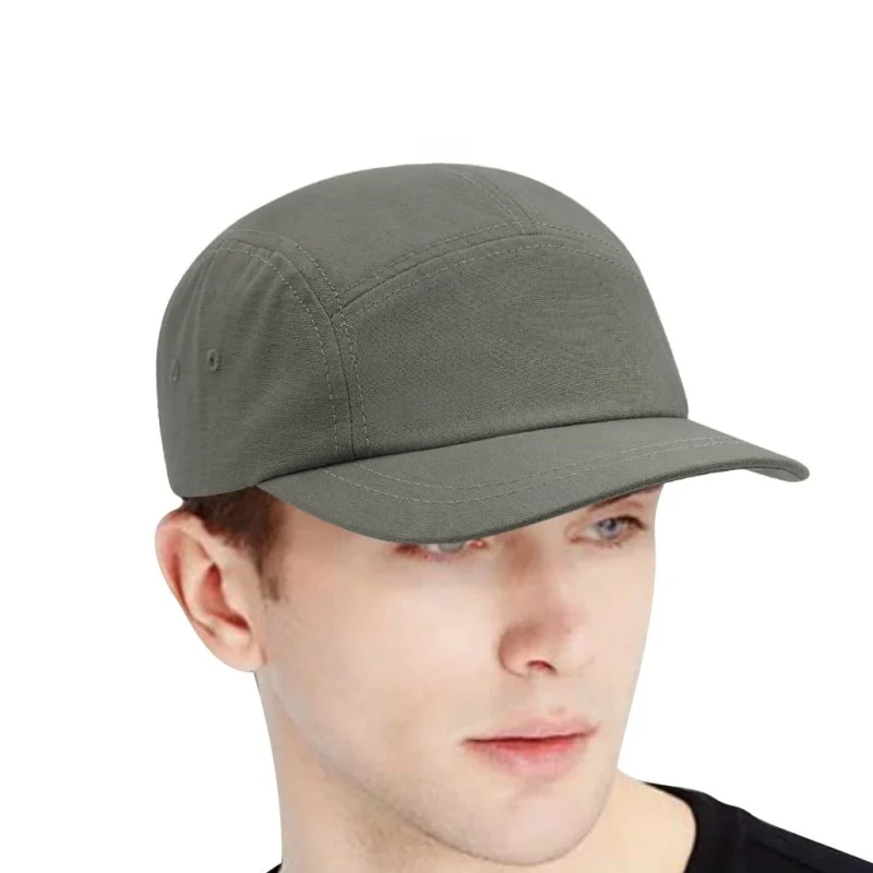 High Quality Outdoor Camp Hat Short Brim Style Superior Cotton Canvas Camper Gorras Cap 5 Panel Camping Hat