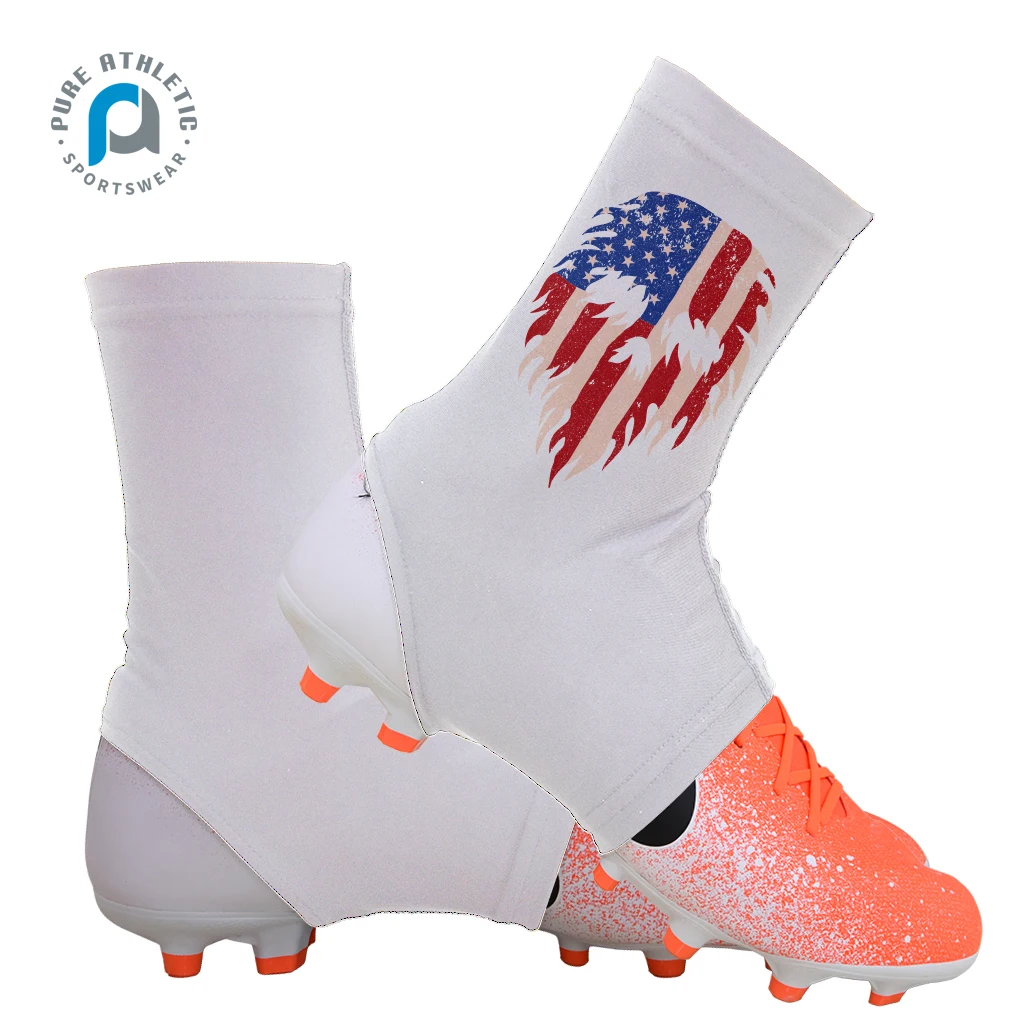 Pure wholesale customized blank plain solid white cleat covers football spats shoes covers