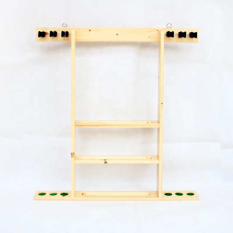 4 Colors Pool Que Resting Wooden Billiard Snooker Cue Wall Mount Racks