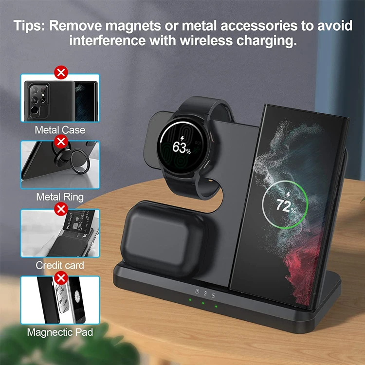 Wireless Charging Station 15W 3 in 1 Foldable Wireless Charger Stand cargadores para celular cargador portatil For Samsung S23