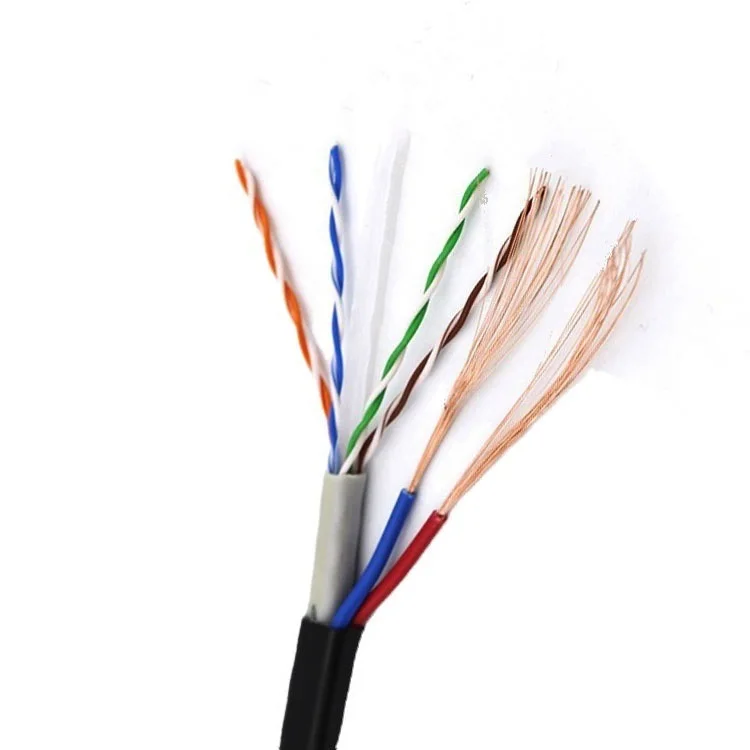 Кабель локальной сети UTP siamese cat6 с кабелем питания Заводская поставка кабель ethernet