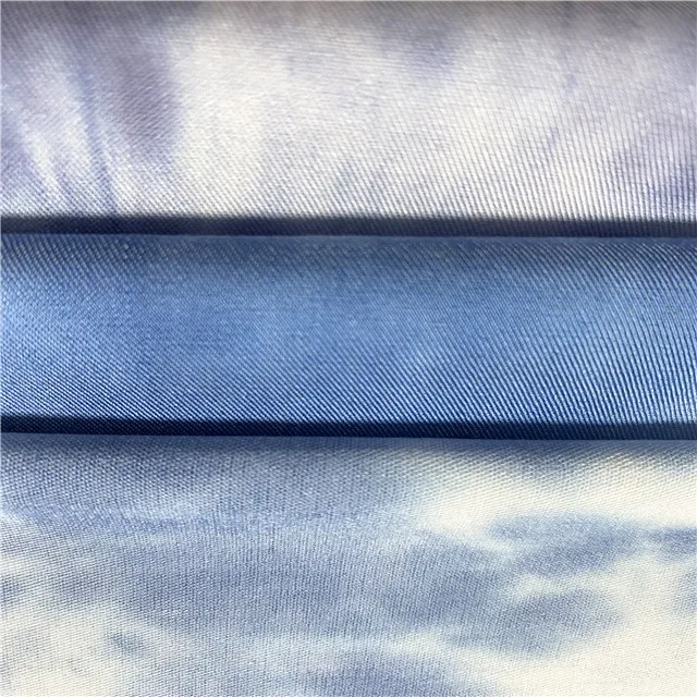 
High quality shaoxing textile wholesale cotton polyester stretch twill fabric tie dyed printed with fashion for ladies and men 