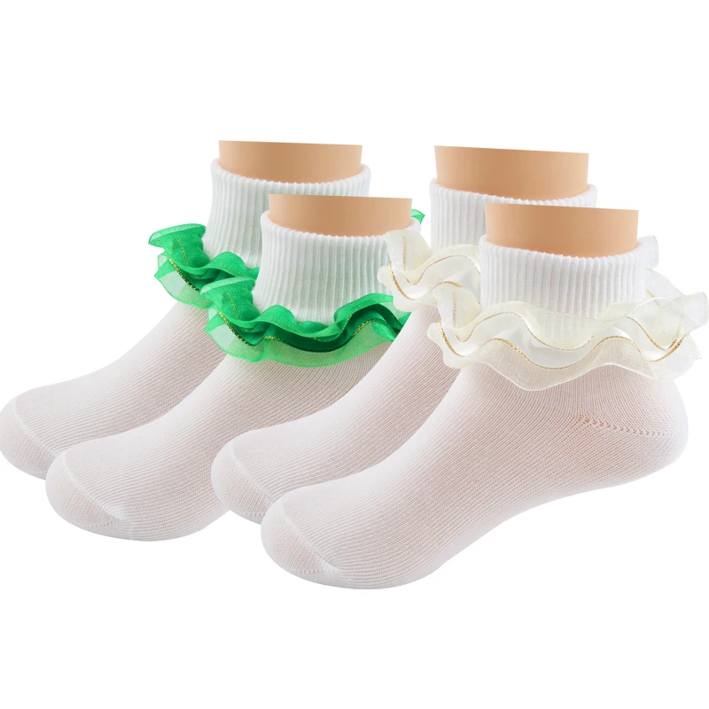 2 Layers Lace Socks Cute Princess  Girls Socks Two Ways To Wear Children Socks Wholesale