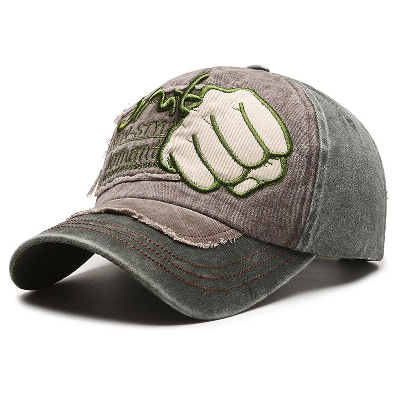 Hot Selling Denim Baseball Hat Men Trendy Women  Korean Style Washed Old Hole Letter Torn Duckbill Cap Spring and Summer Sun Hat