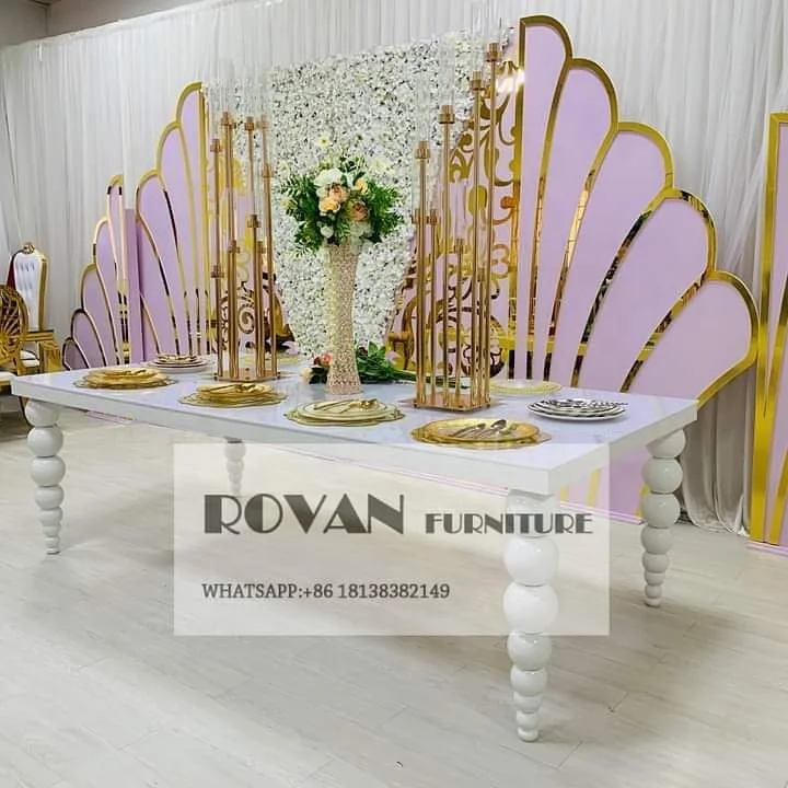 Best design banquet event party supplies metal wedding table with crystal luxury white stainless steel event dining table