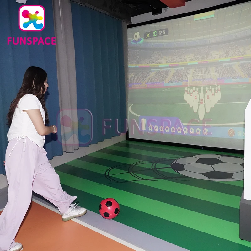 Funspace Interactive projector simulates playing football with a single player interactive projection game equipment