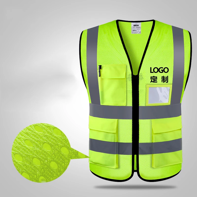 
High Waterproof Lightweight Silver security safety company logo running best reflective workers building reflective vests 
