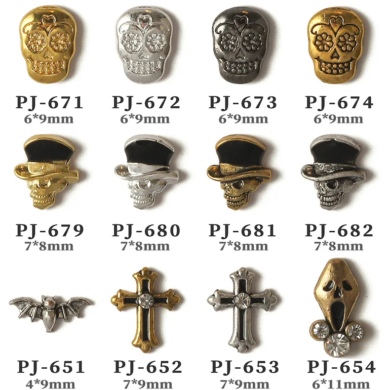 Halloween nail art skull cow alloy metal alloy pumpkin 3D nail art decoration rhinestone vintage cross halloween nail charms