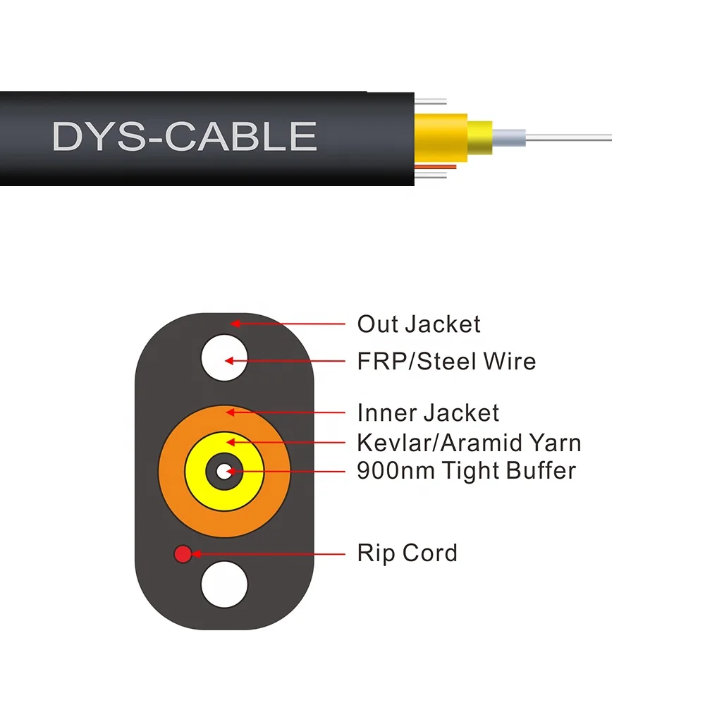  Fiber Optic 1 Core 1km 2km 3km Plywood Drum Ftth Drop Cable Single Mode