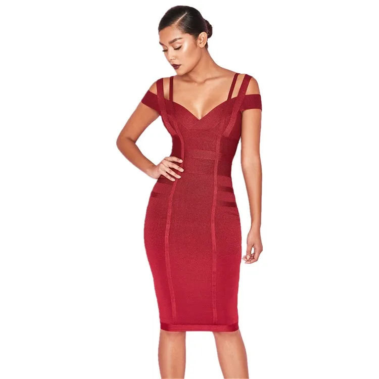 Hot Fashion Off Shoulder Evening Dress Mini Women Sexy Bandage Dresses Bodycon