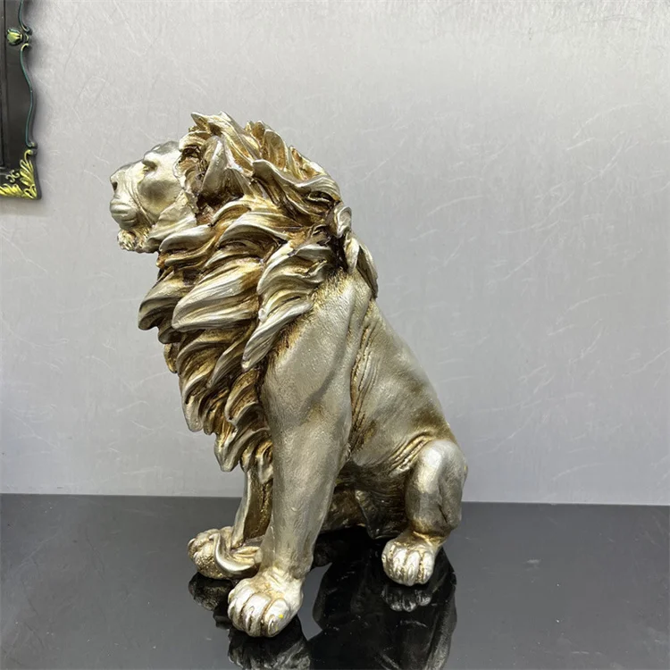 European style antique silver lion decoration handicraft resin sculpture desktop decoration
