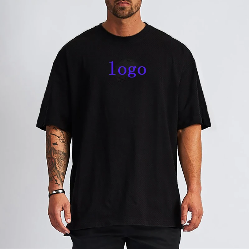 Oversized T shirt Mens Quick Drying Mesh Loose Sportswear Gym Clothing Bodybuilding Shirt Fitness T-shirt Streetwear