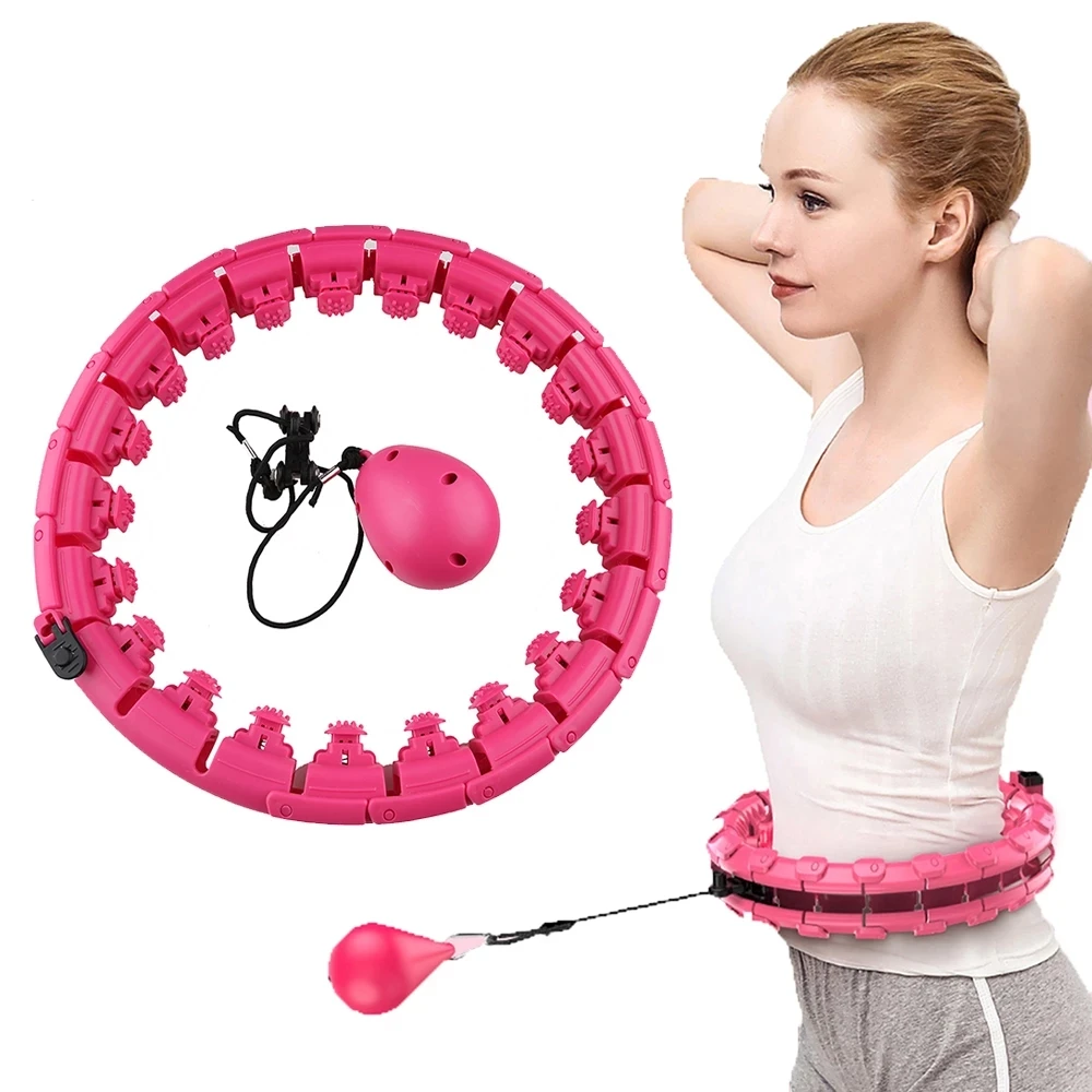 Fitness Home Professional Gymnastic Exercise Hula 2.5lbs 1.6kg Weighted Purple Iron Ore Met Hoola Loop Hoop with Silicon Ball