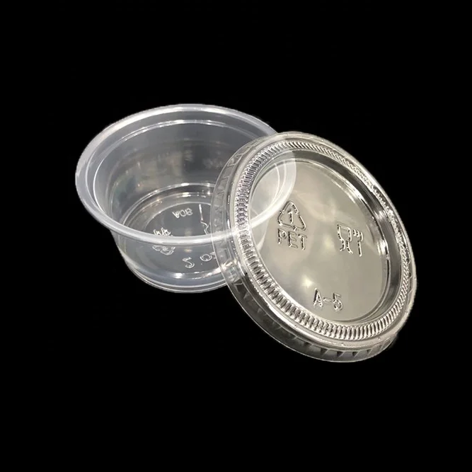 2oz Airline clear disposable plastic pp sauce cups and lids cooked food deil delicatessen container