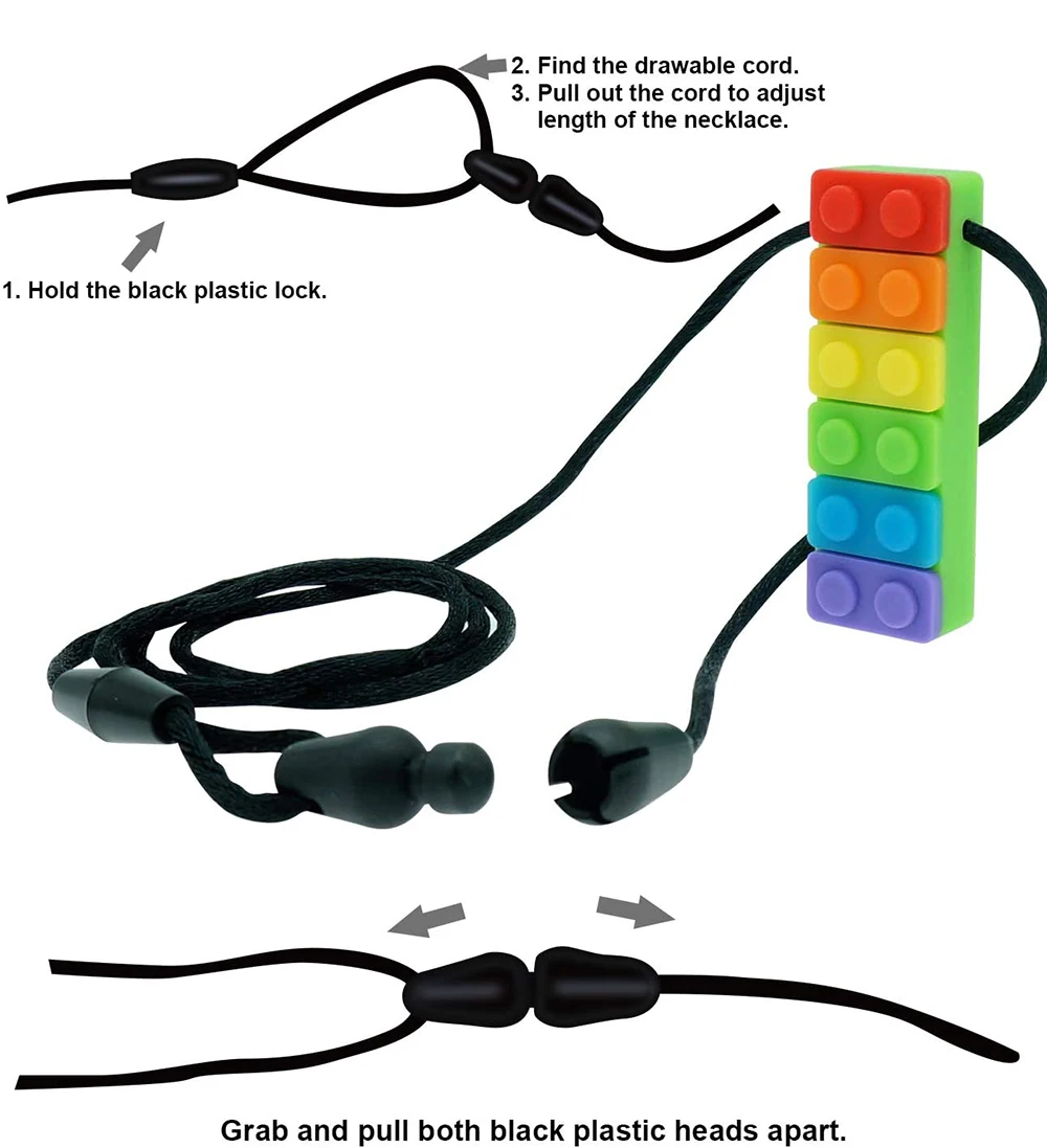 XFM Silicone Autism Building Block Teether Sensory Chew Toys for Autism Biting Needs Sensory Necklace_9
