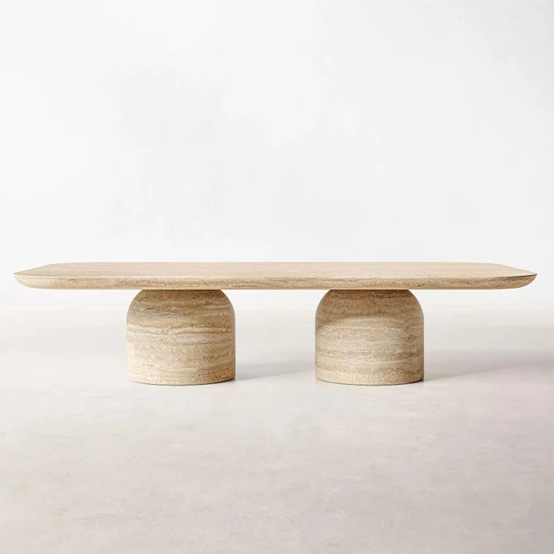 Manufacturers Marble Plinth Cement Side Table Oval Concrete Center Table Marble Stone Travertine Coffee Table