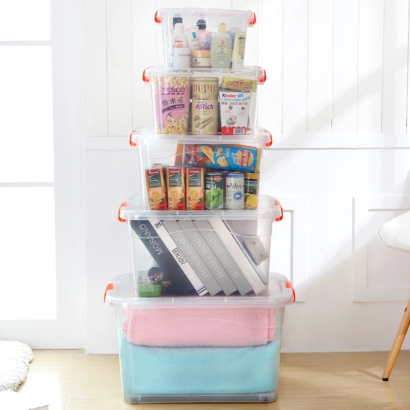 
Homeware Large Really Useful Heavy Duty Clear Plastic Transparent Storage Box Stackable Container with Locking Clip Lid & Wheels 