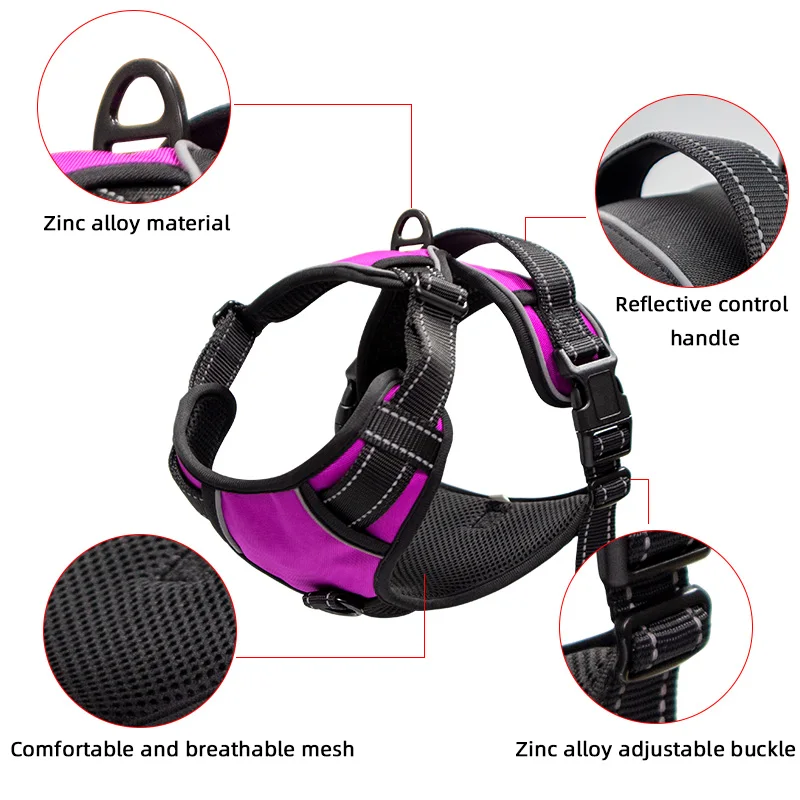 Top Selling No Pull Reflective Padded Breathable Mesh Nylon Working Custom Pet Dog Harness for Big Small Dog