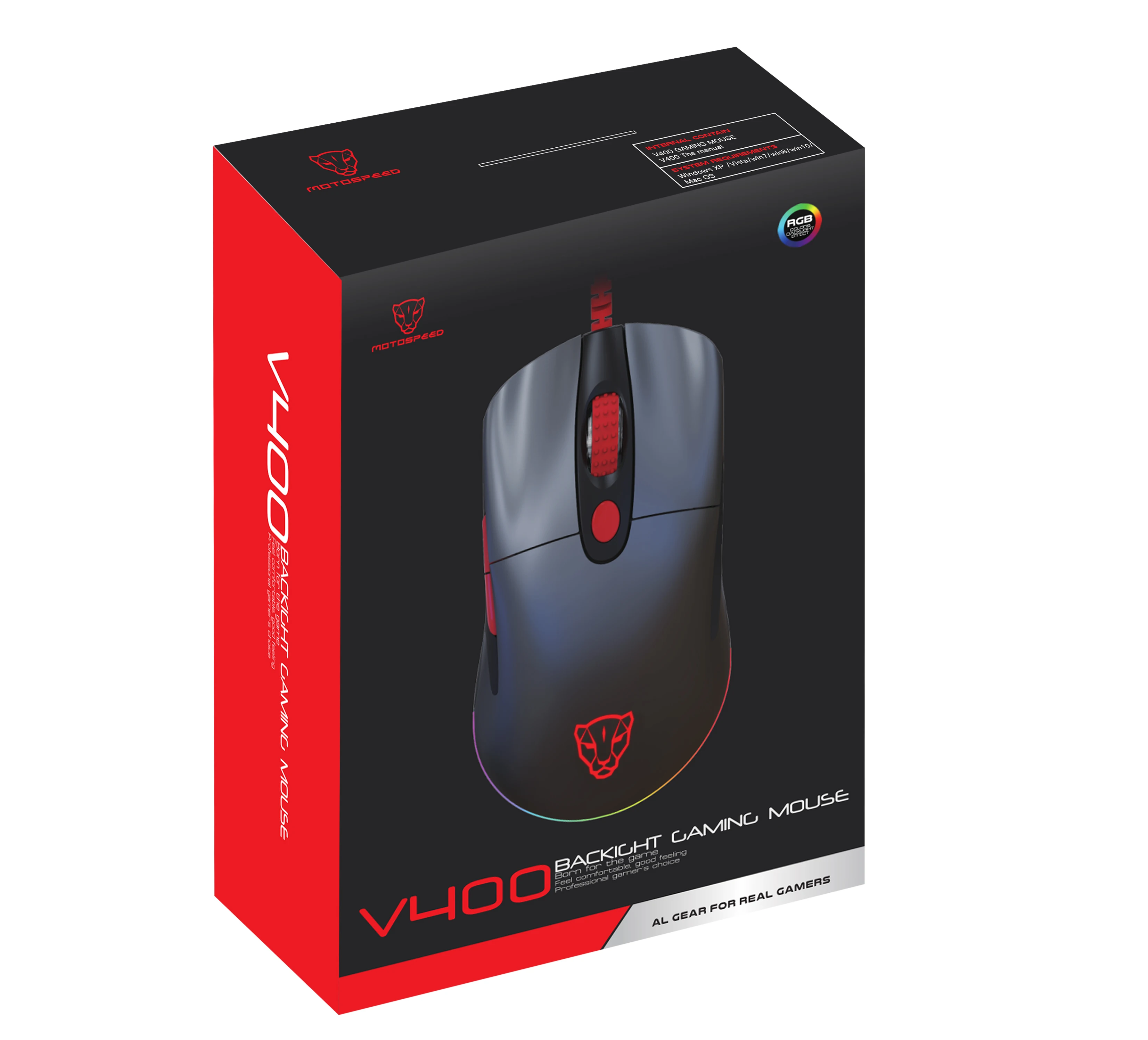 2021 NEWEST V400 Motospeed Wired Gaming Mouse Mice 6400DPI Optical Sensor 6 Buttons RGB Backlight For Laptop PC Gamer