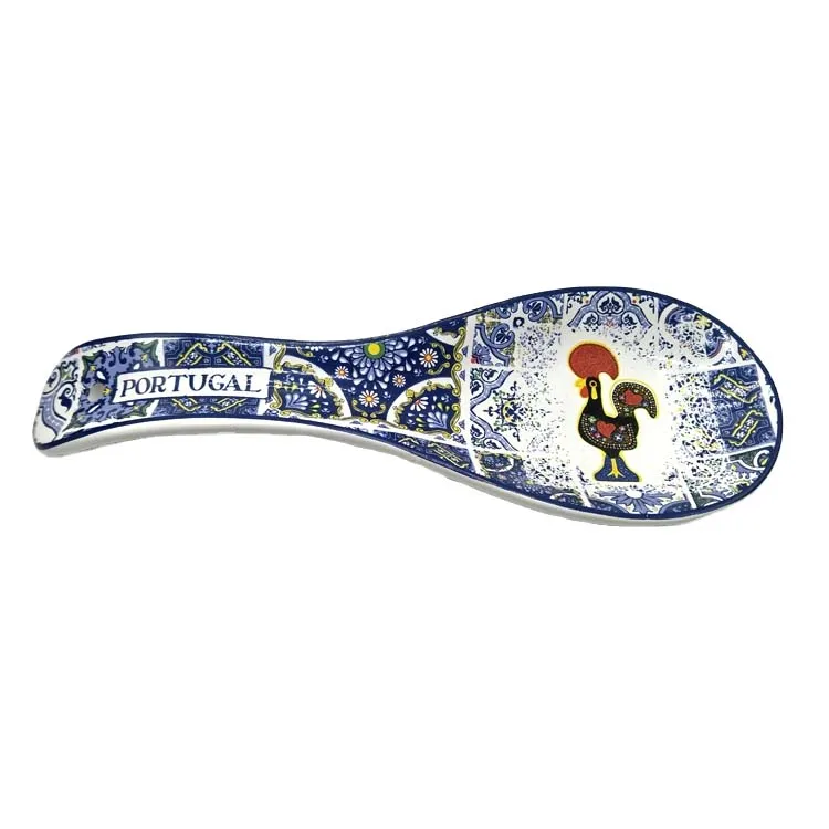 Custom personalised ceramic spoon tourist souvenir portugal rooster spoon rest holder