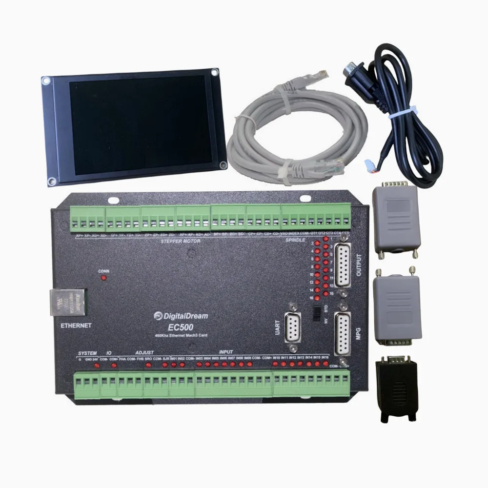 Nvum Upgrade CNC Mach3 Ethernet Motion Controller EC500 3/4/5/6 Axis Control Card With Screen For Milling Diy Engraving Machine