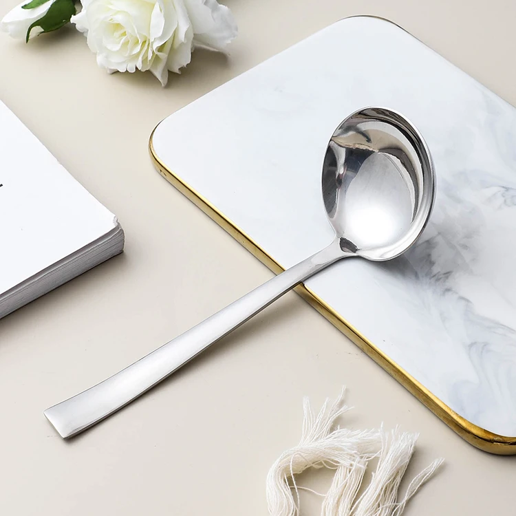 Retail dinnerware LOW MOQ home used small stainless steel silver soup ladle kitchen cooking utensil set