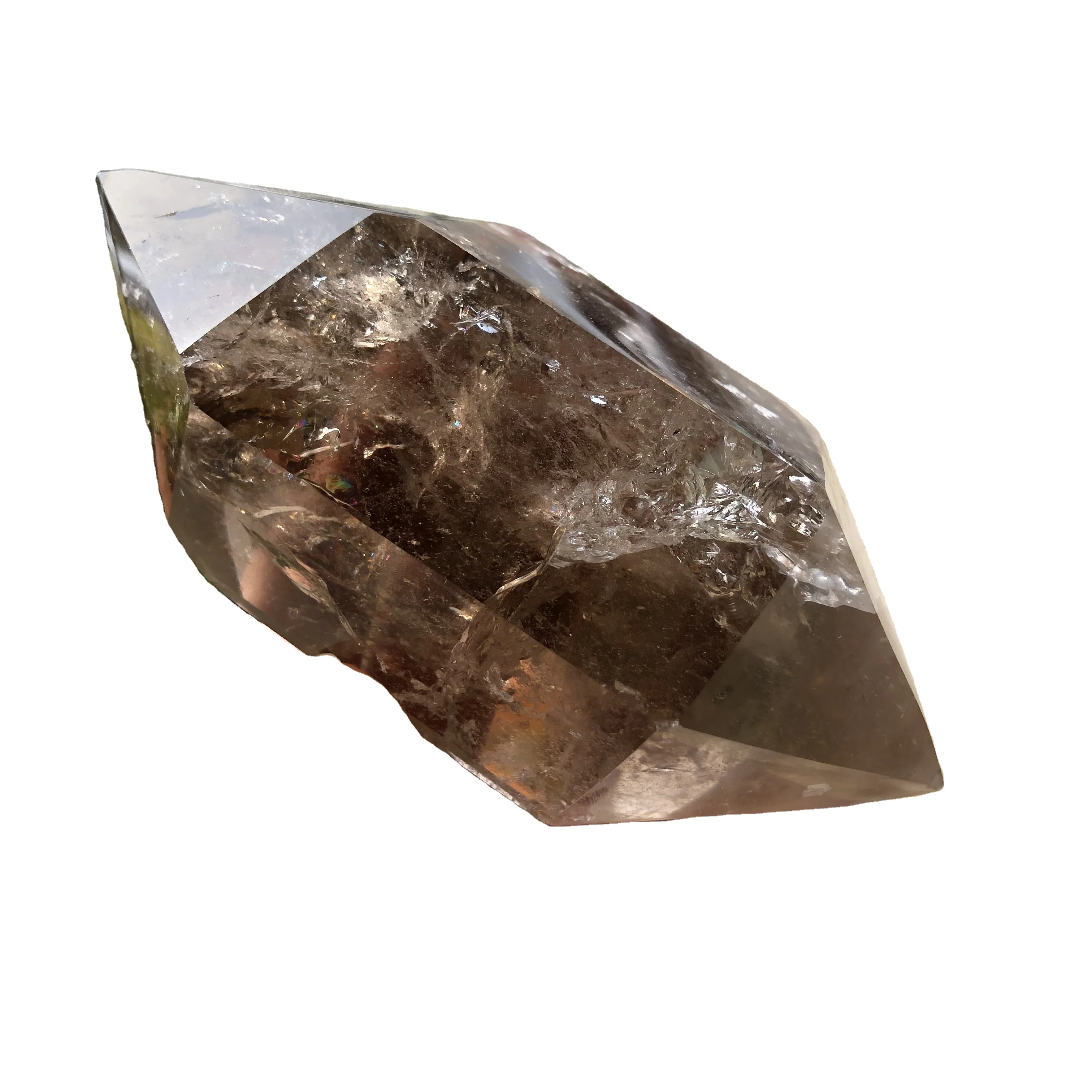 High quality Natural Double Terminated Crystal Points Healing Wands Quartz Smoky Quartz Crystal Prism for sale