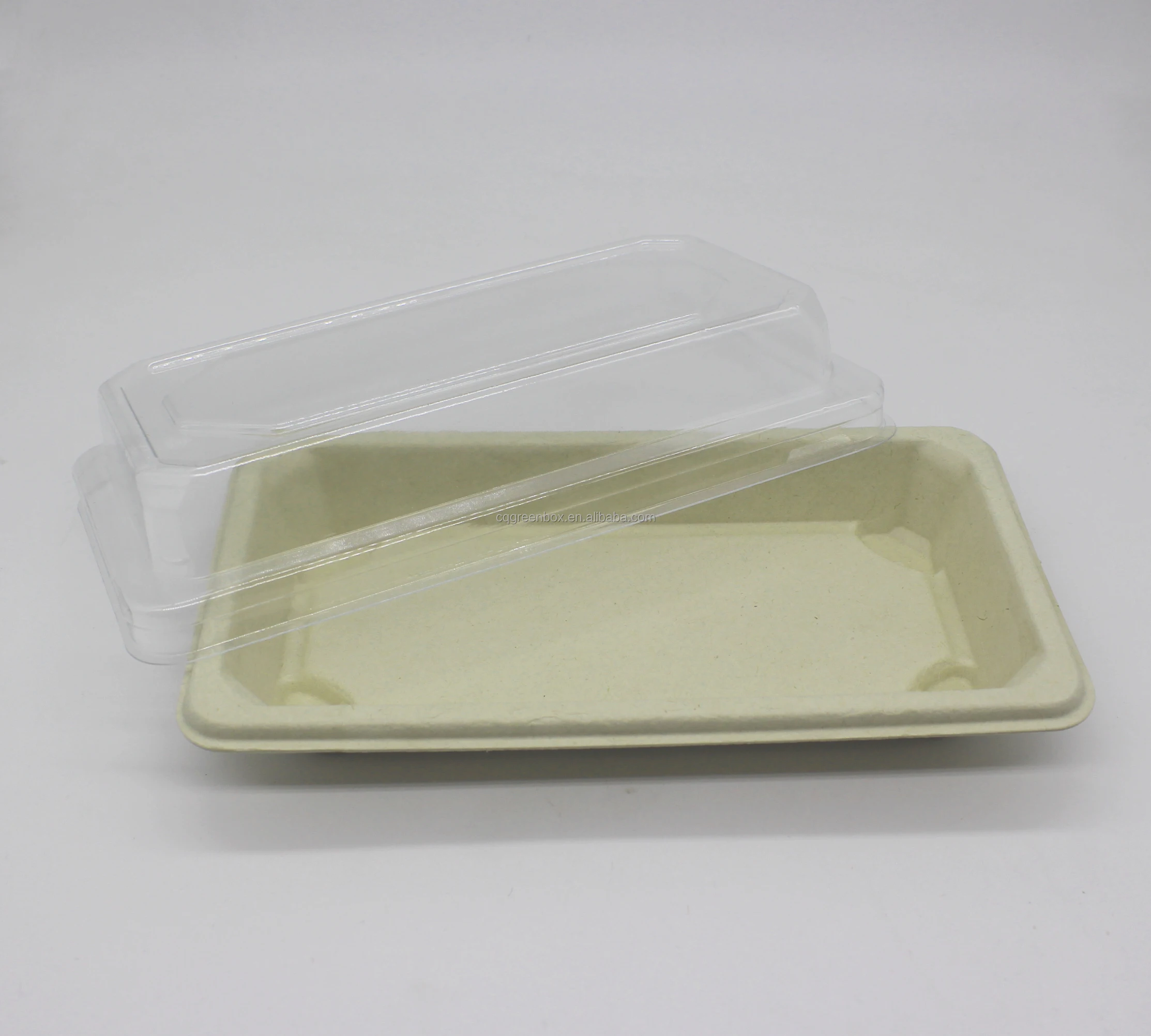 Wholesale Supply Compostable  Custom Sushi Box Bagasse Sushi Tray With Lid