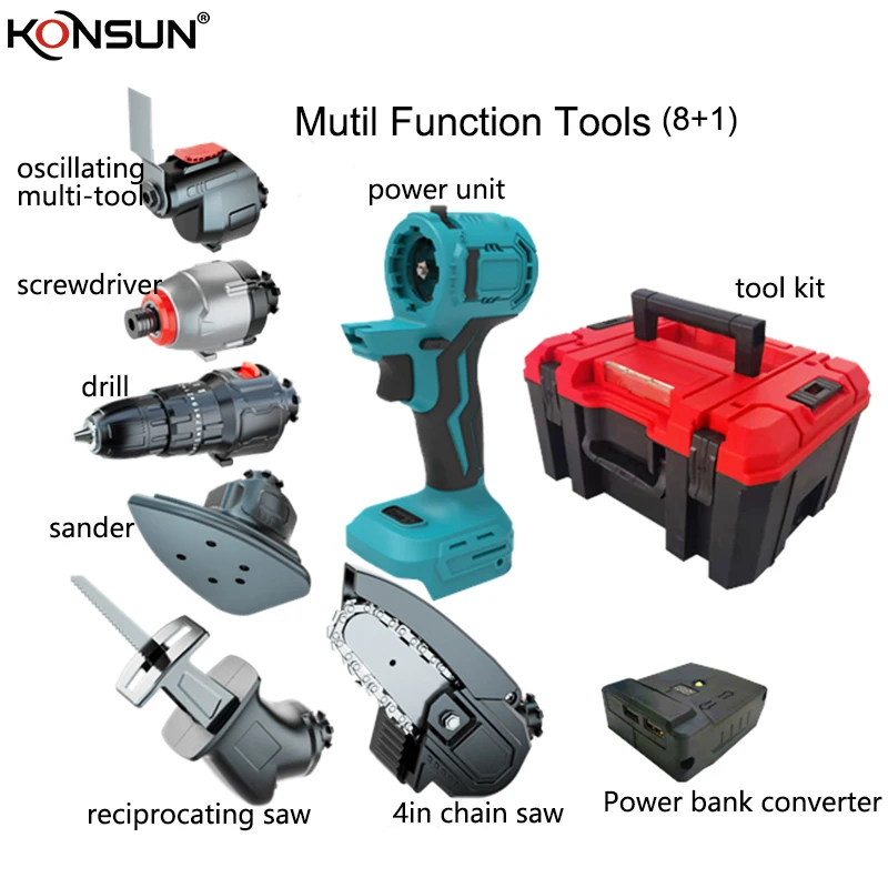 KONSUN Tool Kits 18pcs Hand Power Tools Combo Set Household Hand Drill Driver 16-Tool Combo Kit