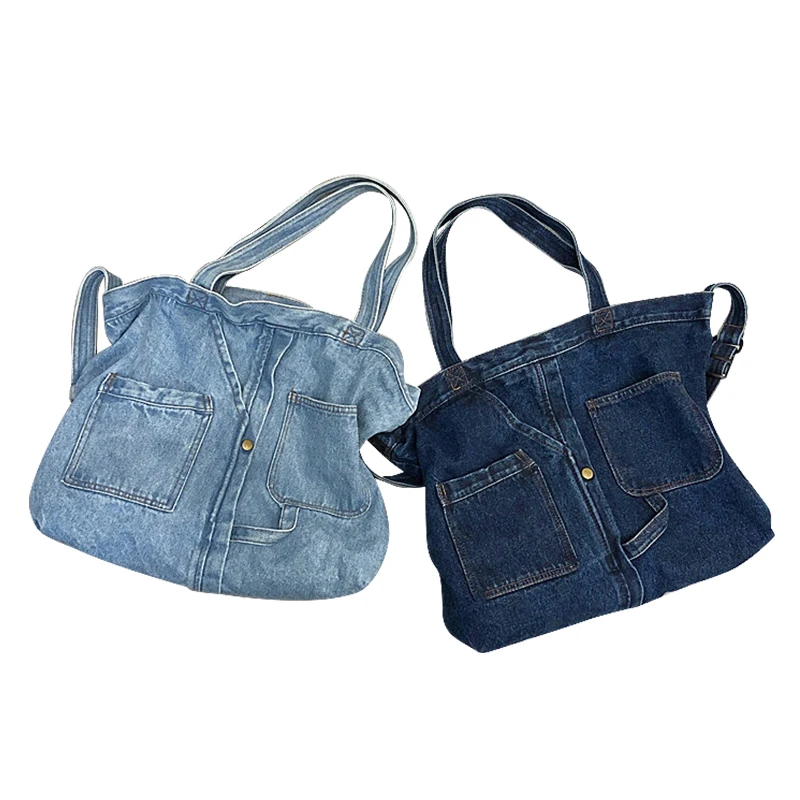 Fashion retro portable shopping large capacity casual denim Academy wind Harajuku canvas one-shoulder crossbody bag