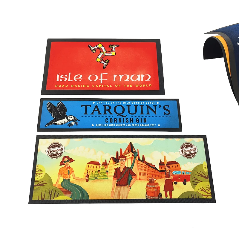 Source factory wholesale custom hot NBR non-woven bar mat mouse pad for non-slip absorbent silent beer bar mat