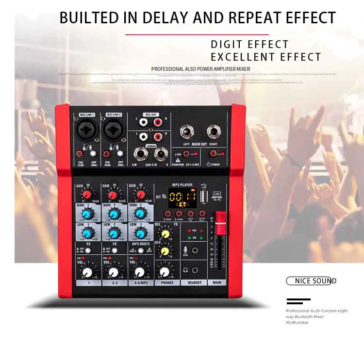 Mini  Mixer Console Mp5 for Home Using Small Show with Soundcard bluetooth Pc Recording