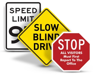 Please slow down reflective aluminum metal traffic road safety warning sign board signage