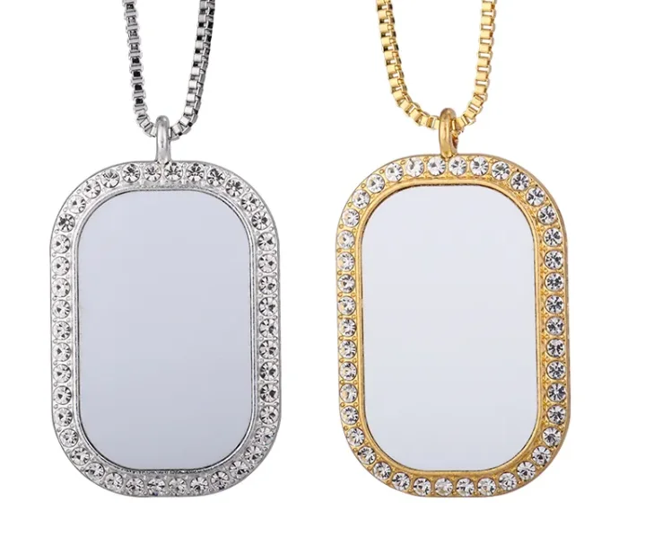 Subli-forward RTS Jewelry Elegant Gold Silver Plating Sublimation Blank Rhinestones Necklace