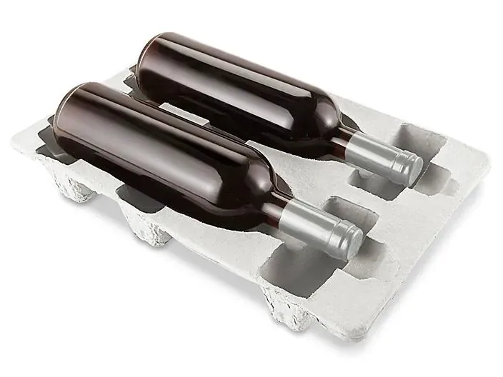 Disposable Paper Pulp 2 Wine Bottle Protective Package Molded Pulp Paper Packaging Wine Shipper boxes