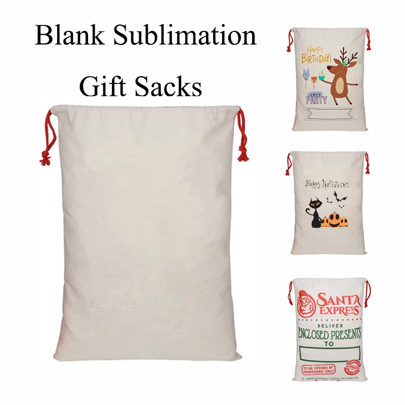 High King Wholesale 50cm x 70cm Canvas Sublimation Christmas Sack Large Blank Santa Sack