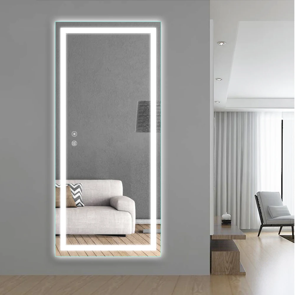Dressing Makeup Dimmable Light Wall Mounted Illuminated Sensor Touch LED Light Mirror Bathroom Full Length Smart Mirror