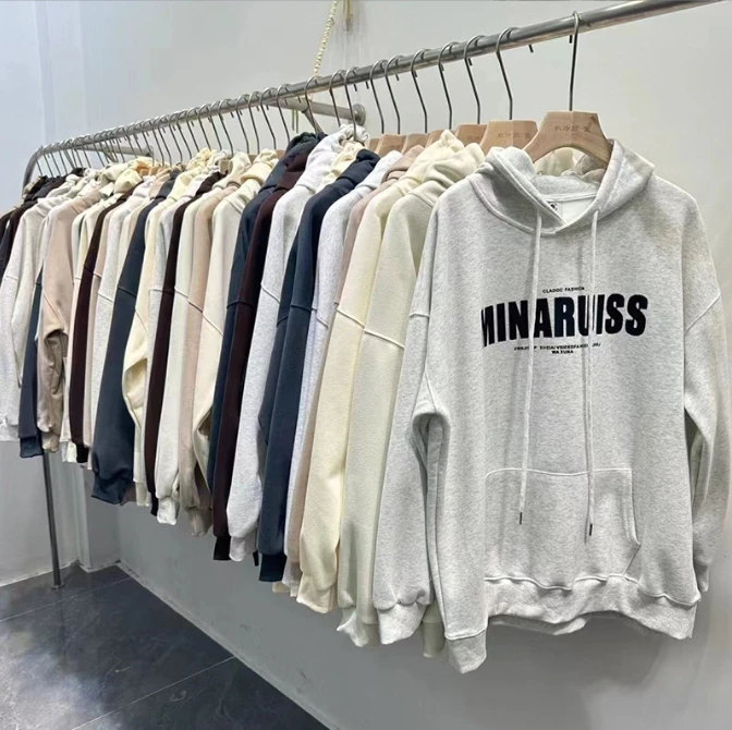 high quality casual hooded mans hoodie essential letter logo double line chest style sweater men loose hoodies Used