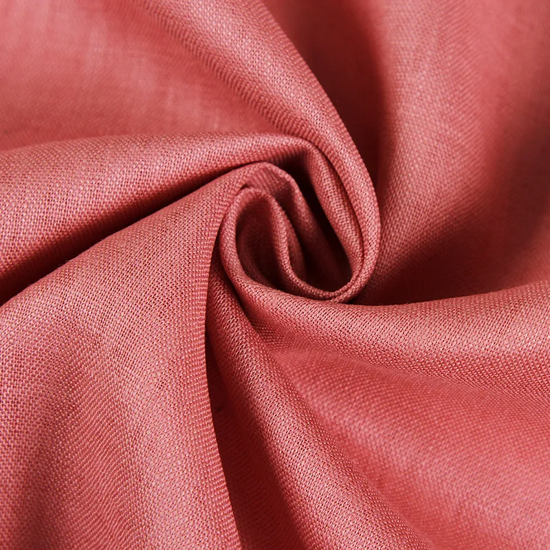 New fashion clothing solid color thickened plain linen fabric in stock 100% linen plain fabric