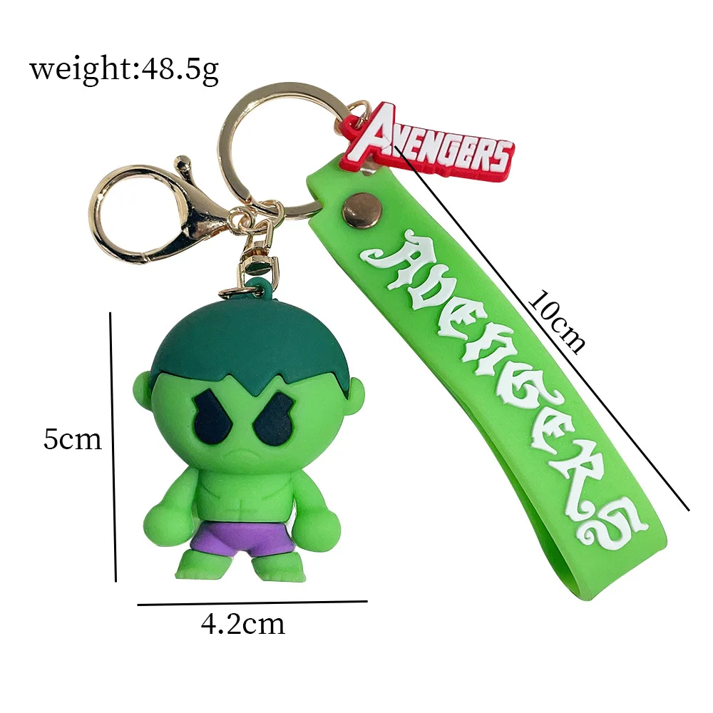 Wholesale hot selling 3D model PVC keychain cartoon spider green man keychain Avengers series keychain