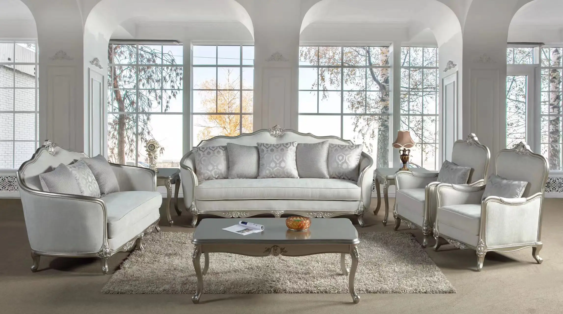 New design Sofa Living Room furniture set Solid Wood Genuine leather Living Room Sofas classic sofa set