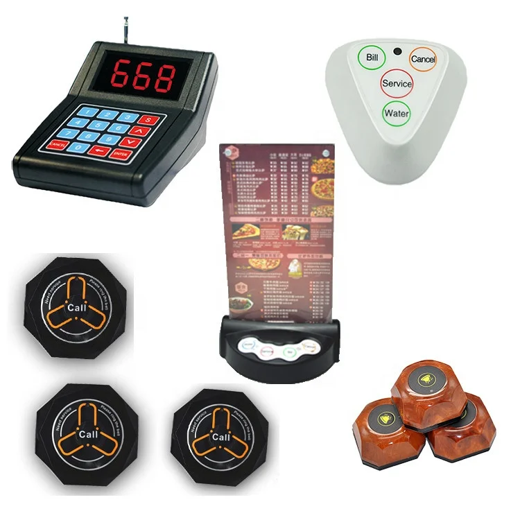 Wireless restaurant ordering call button system  table service call bell button